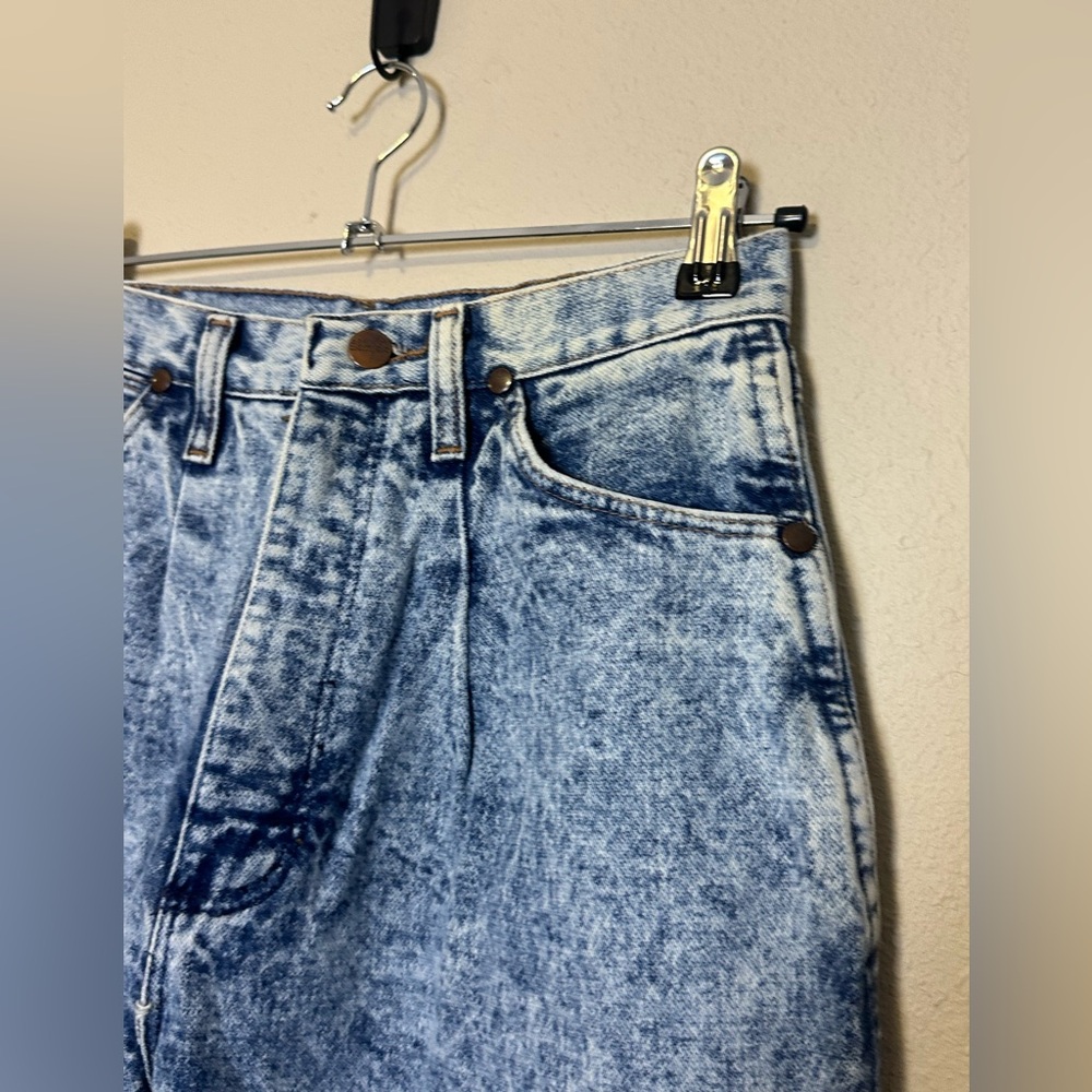 Vintage Wrangler High Waisted Mom Jeans Straight Leg Acid Wash‎ Pleated Size 13 - Picture 5 of 12